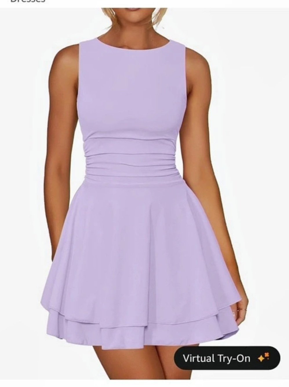 Kaximil Women's Ruffle Hem Boat Workout Material Dress Purple
